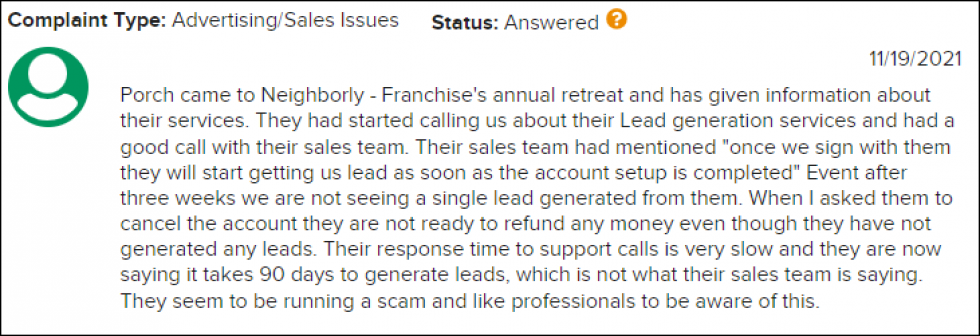 Porch BBB Review 2